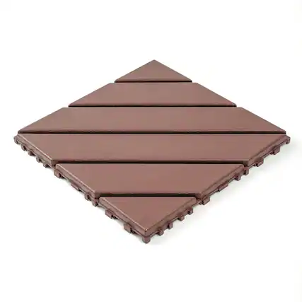 Front. Loheer - 44-Pack Interlocking Deck Tiles 12x12 Inch Waterproof Plastic Patio Flooring - Brown.