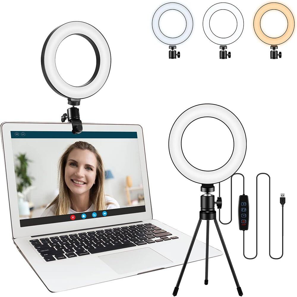 PARKER SLATER - Video Conference LED Ring Light Kit for Webcam, 3 Light Modes & 10 Dimmable Brightness Levels for Virtual Meetings, Remo