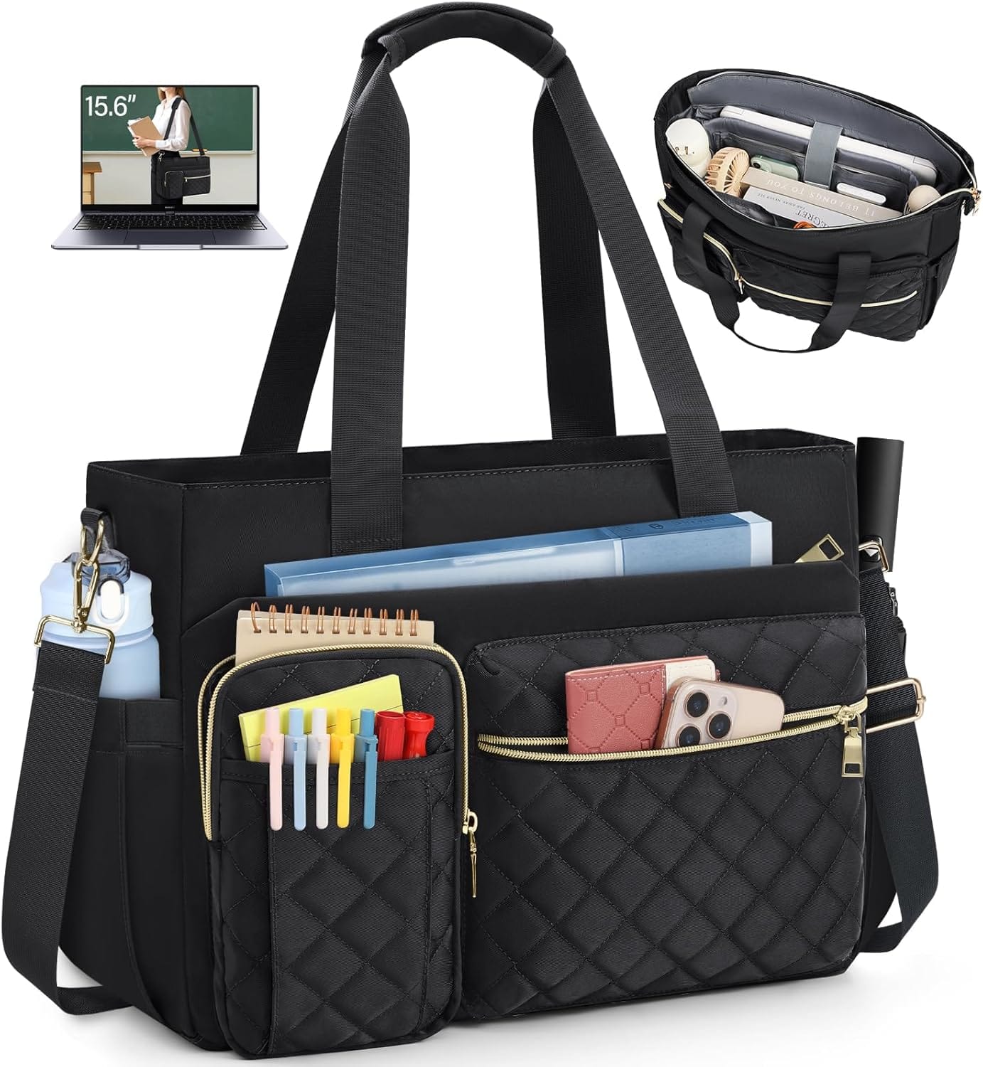Vulpecula Spade - Teacher Tote Bag Work BagsNurse Tote Professional Computer Messenger Shoulder Bags Laptop Briefcase for Office - Black