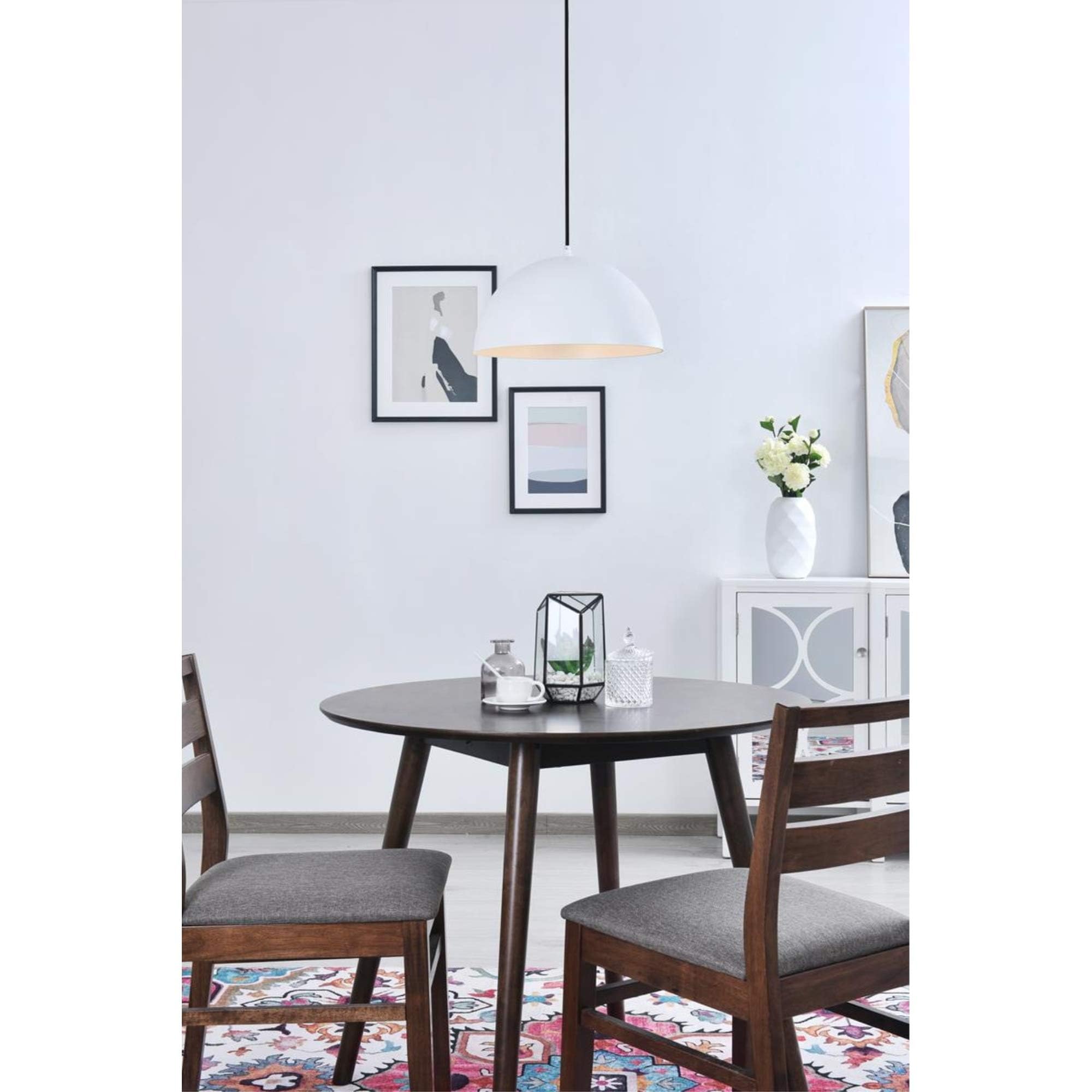 Alt View 2. Living District - Forte 1 light White Pendant - White.