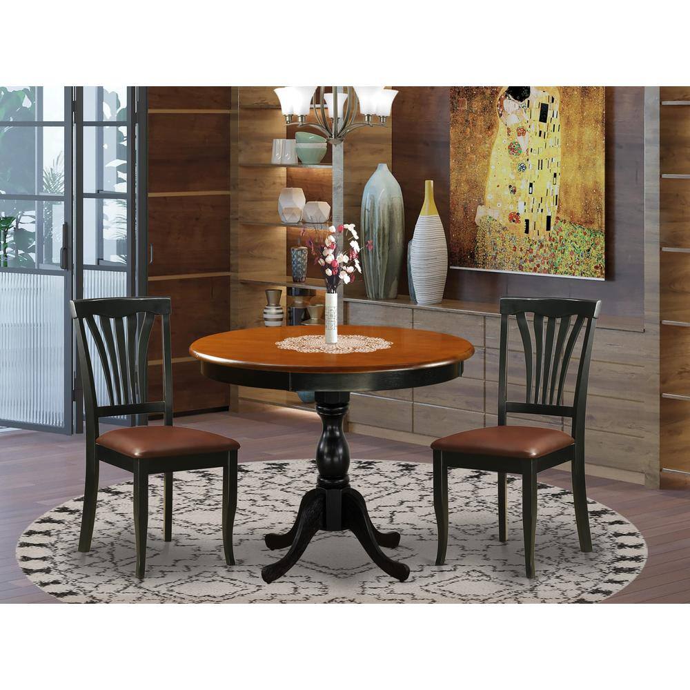 Angle. East West Furniture - East West Furniture 3-Pc Kitchen Dining Table Set Includes a Wood Dining Table and 2 Faux Leather Dining Room Chairs - Multi-Color.