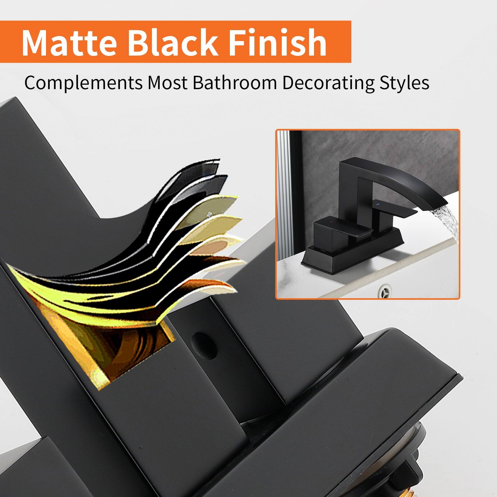 Matte Black Finish  
Complements Most Bathroom Decorating Styles