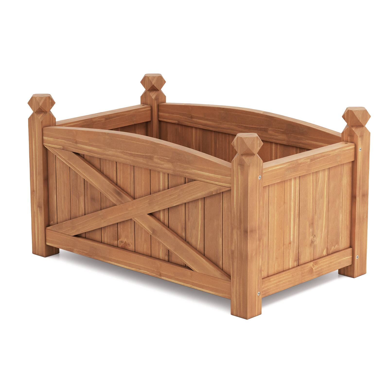 Alt View 9. Gymax - Gymax Wooden Raised Garden Bed Elevated Outdoor Planter Box w/ Drainage Holes for Patio - Coffee.