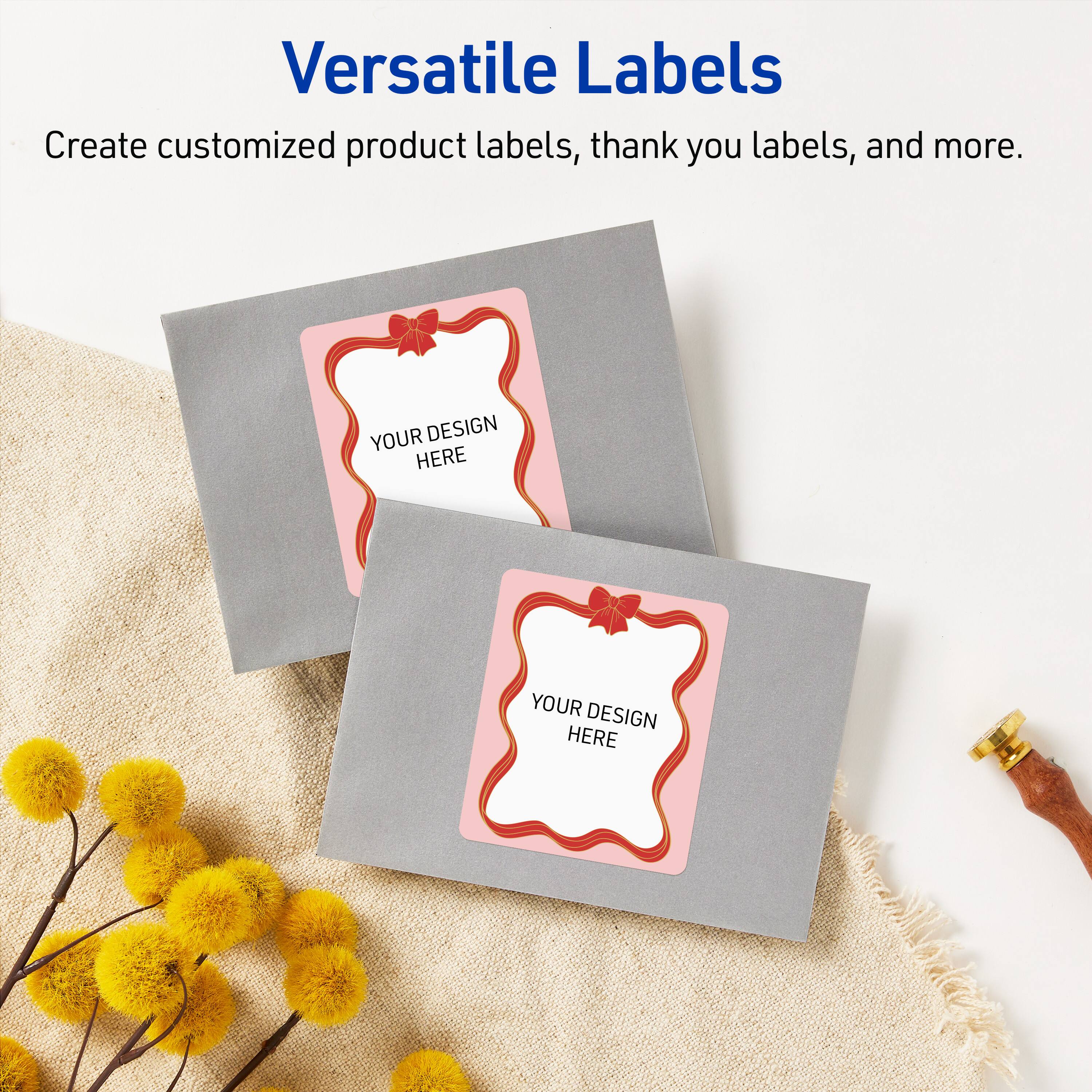 Versatile Labels

Create customized product labels, thank you labels, and more.

YOUR DESIGN HERE
YOUR DESIGN HERE