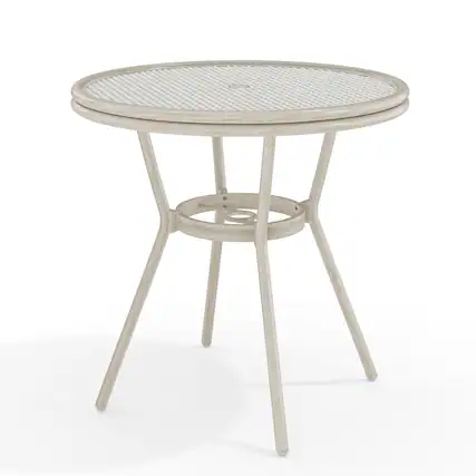 Front. Martha Stewart - Lily Pond 31" Round All-Weather Patio Bistro Dining Table - Gray & White/Gray Frame.