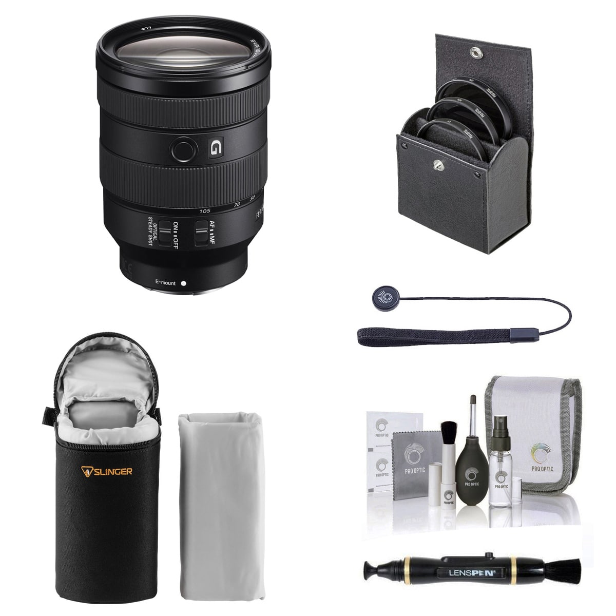 FE 24-105mm f/4 G OSS Lens for Sony E, Bundle with ProOptic 77mm Filter Kit, Soft Lens Case, Lens Cleaner, Cleaning price history on PriceWatchPro