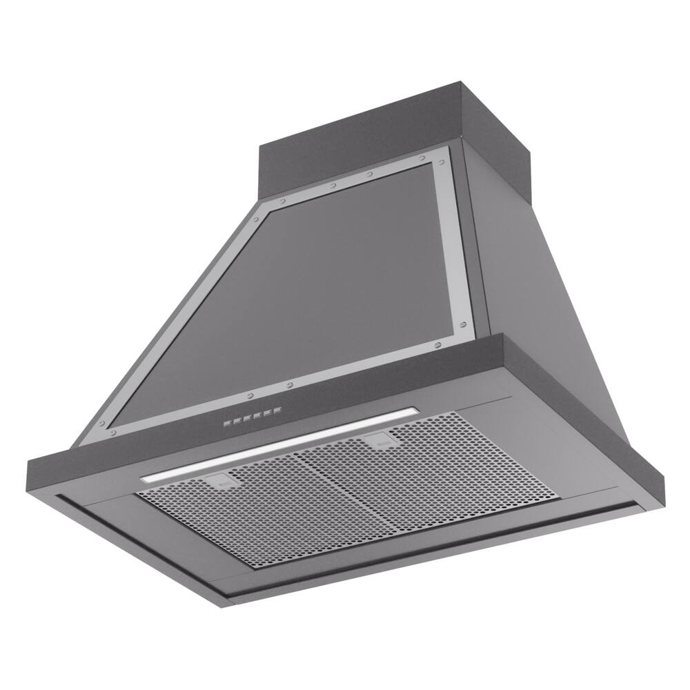 Alt View 2. ILVE - ILVE Nostalgie II Series 30 in. Noblesse Wall Mount Range Hood with 600 CFM (Chrome Trim) - Graphite Matte.