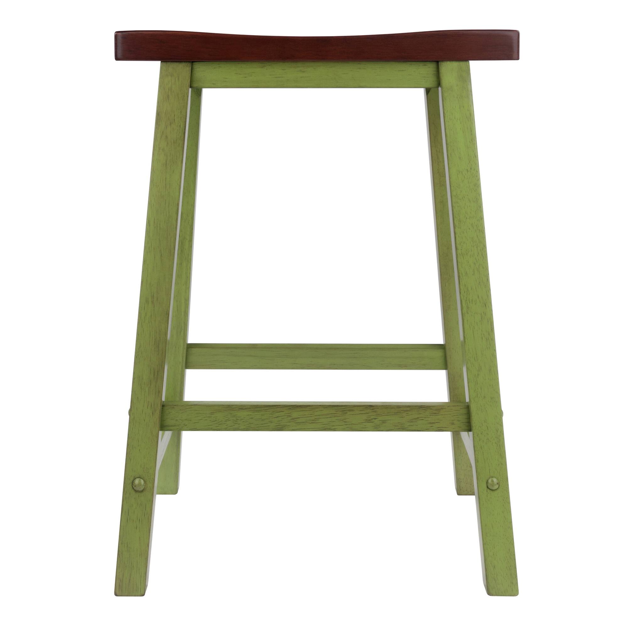 Alt View 1. Winsome Wood - Satori Saddle Seat Counter Stool - Walnut/Rustic Green.