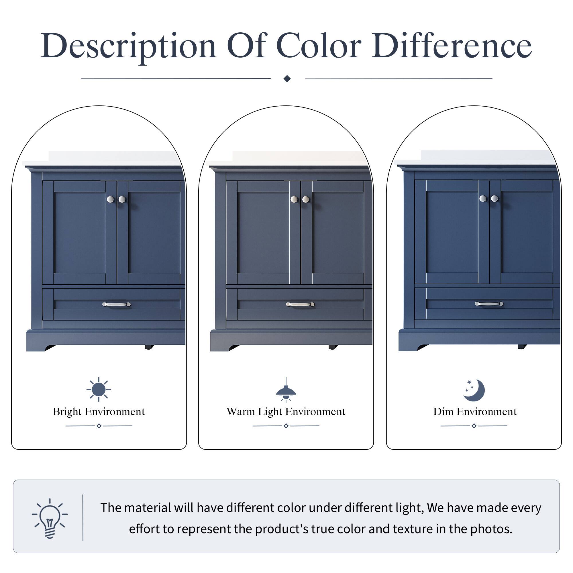 Description Of Color Difference

Bright Environment Warm Light Environment Dim Environment

The material will have different color under different light, We have made every effort to represent the product's true color and texture in the photos.