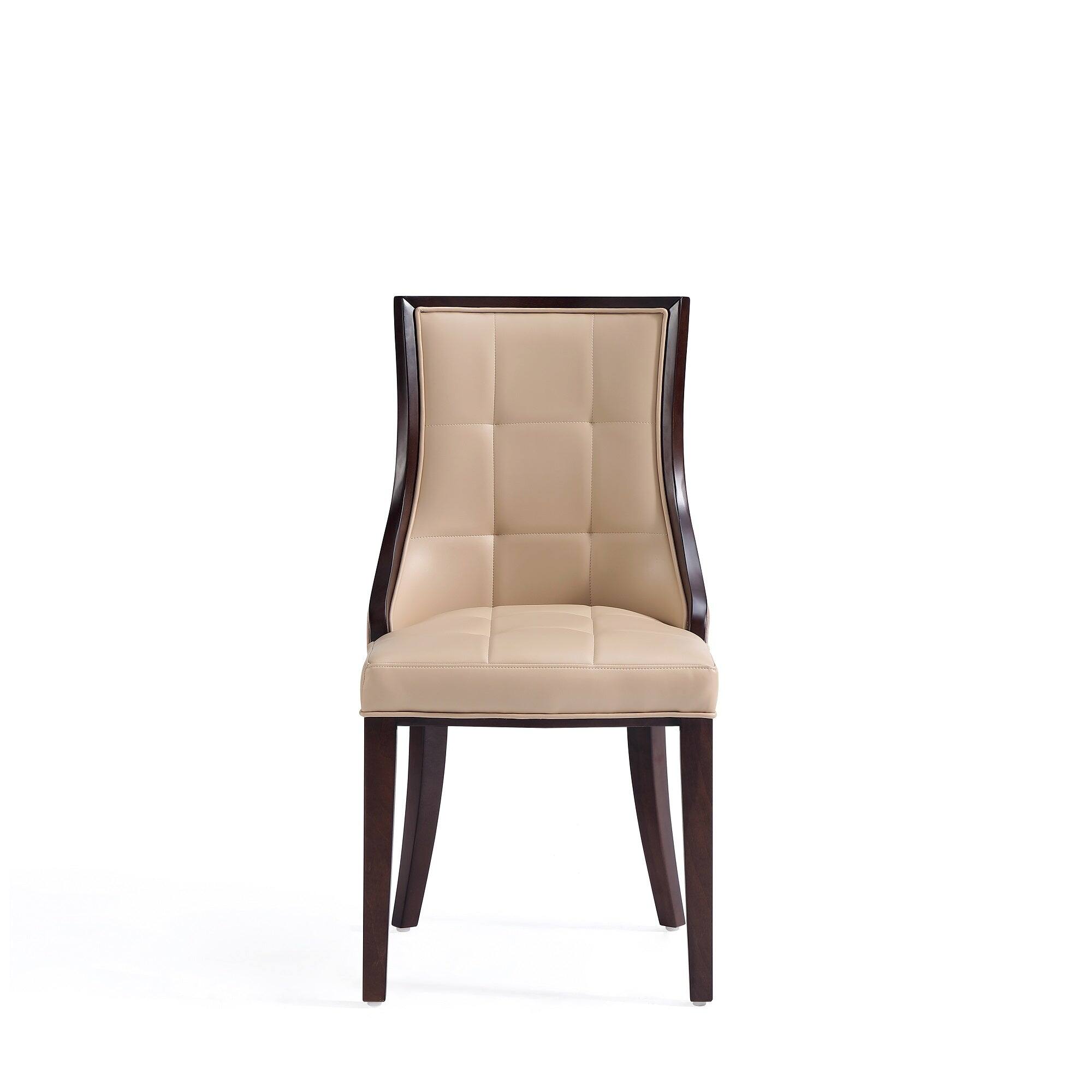 Left. Manhattan Comfort - Fifth Avenue Traditional Wood Upholstered Dining Chair - Set of 4 - Tan.