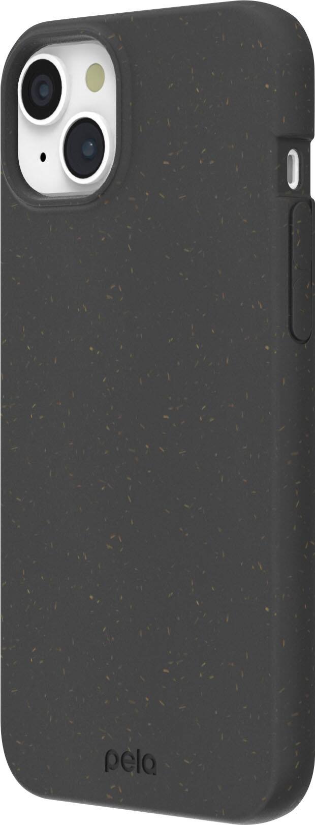 Left. Pela - Eco Friendly Hard Shell Case with MagSafe Module for Apple iPhone 15/14 Plus + Bonus Custom Case Activation Code - Black.