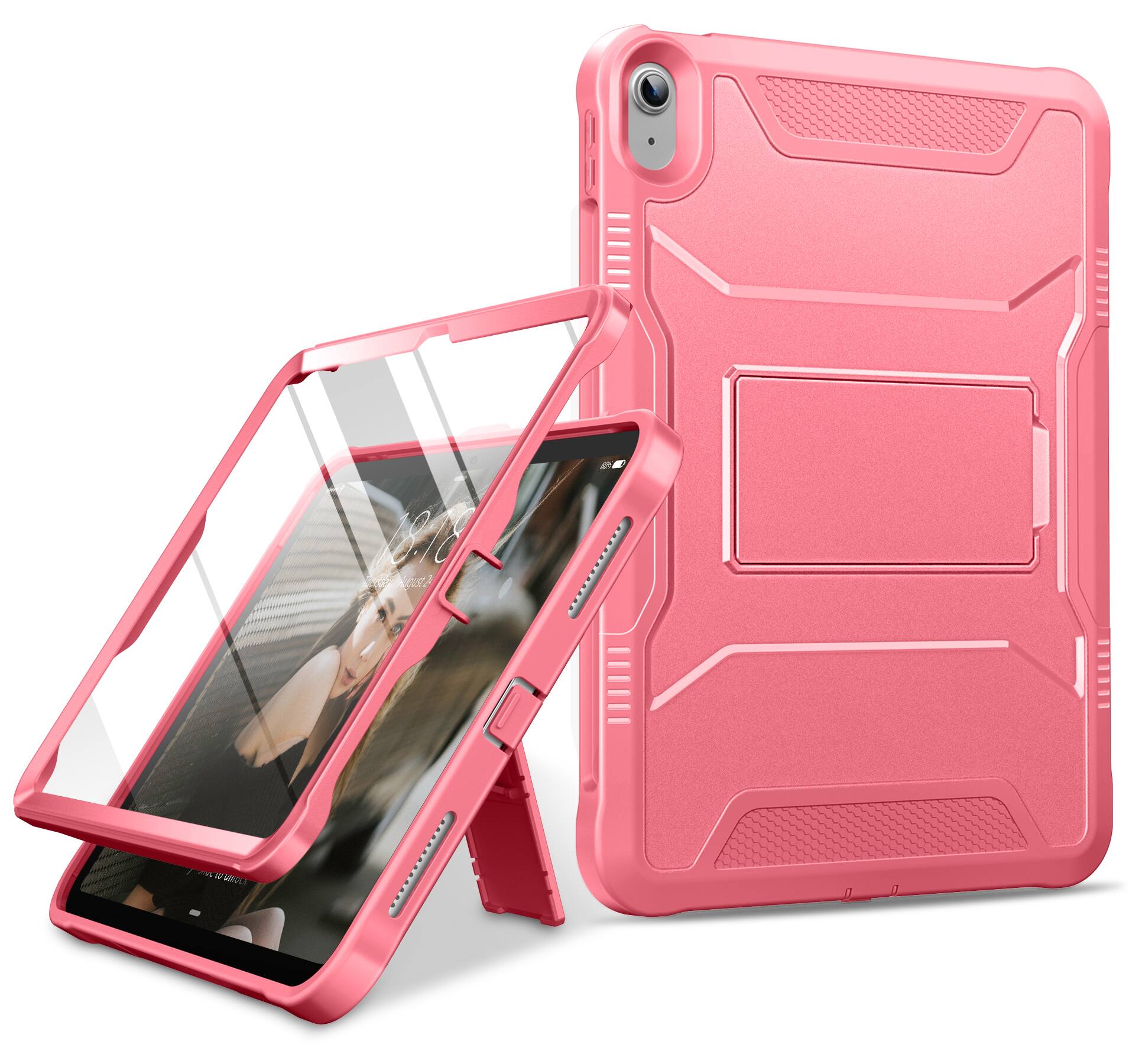 Front. DTTO - Shockproof Case for iPad 11-inch (2025) & 10.9-inch (2022) with Built-in Screen Protector, Full Body Protective Cover - Watermelon.