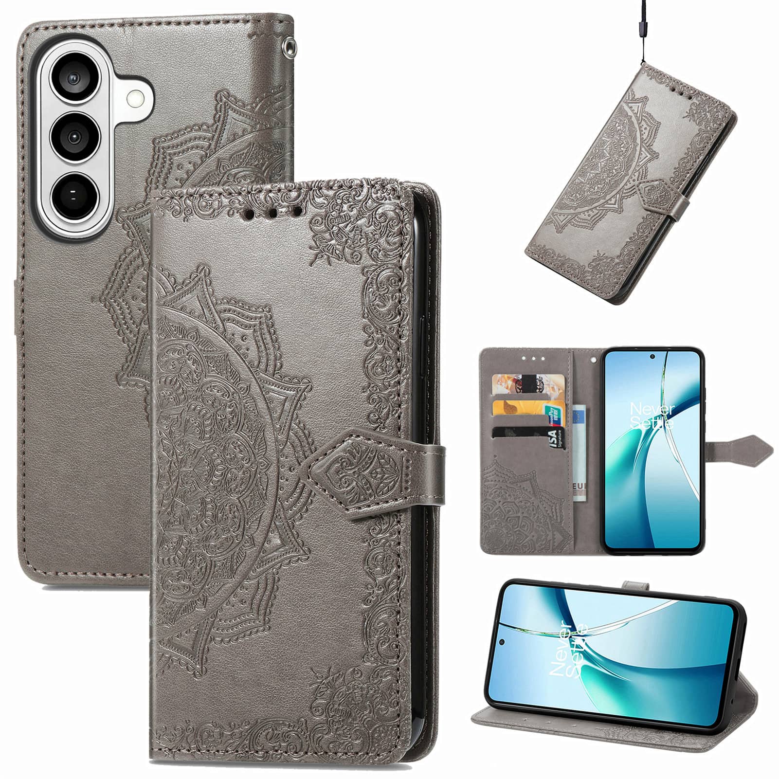 Dteck - For Samsung Galaxy S26 Plus Wallet Magnetic Shockproof Protective Card Slots Stand Flip Phone Case Cover - Gray price history on PriceWatchPro
