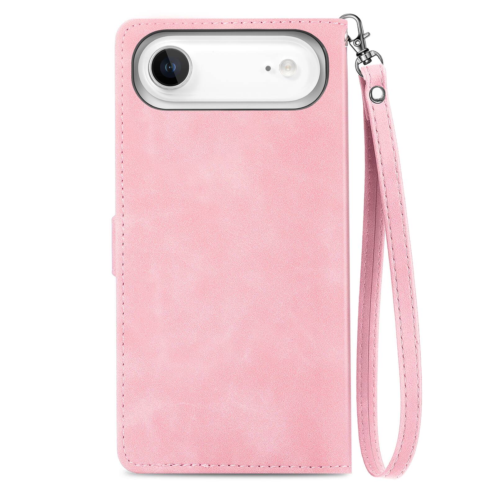 Alt View 1. Dteck - for Apple iPhone Air 2025 Wallet Case,Folio Shockproof PU Leather Card Holder Cover with Zipper Pocket & Wrist Strap - Pink.