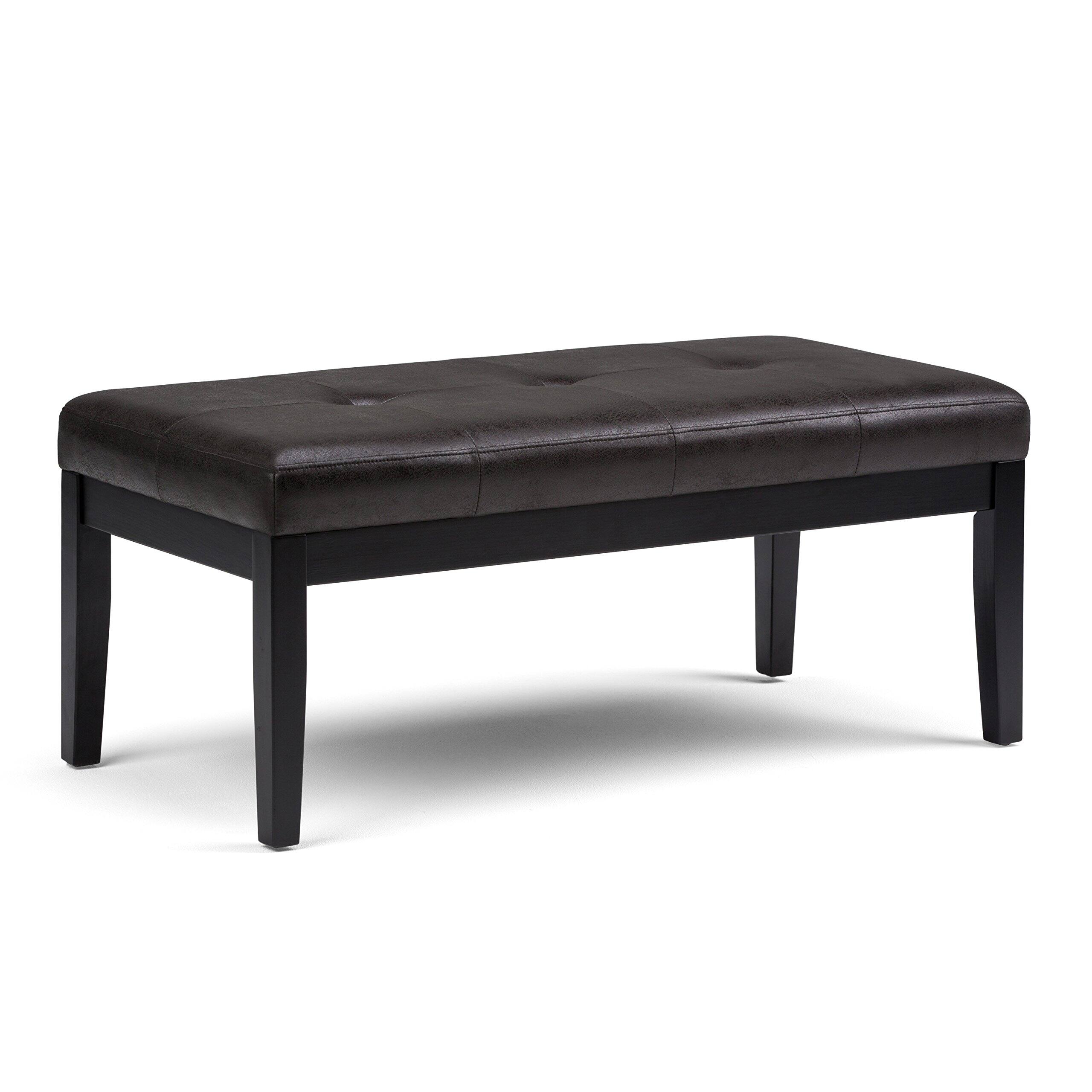 Distressed Black Tufted Ottoman