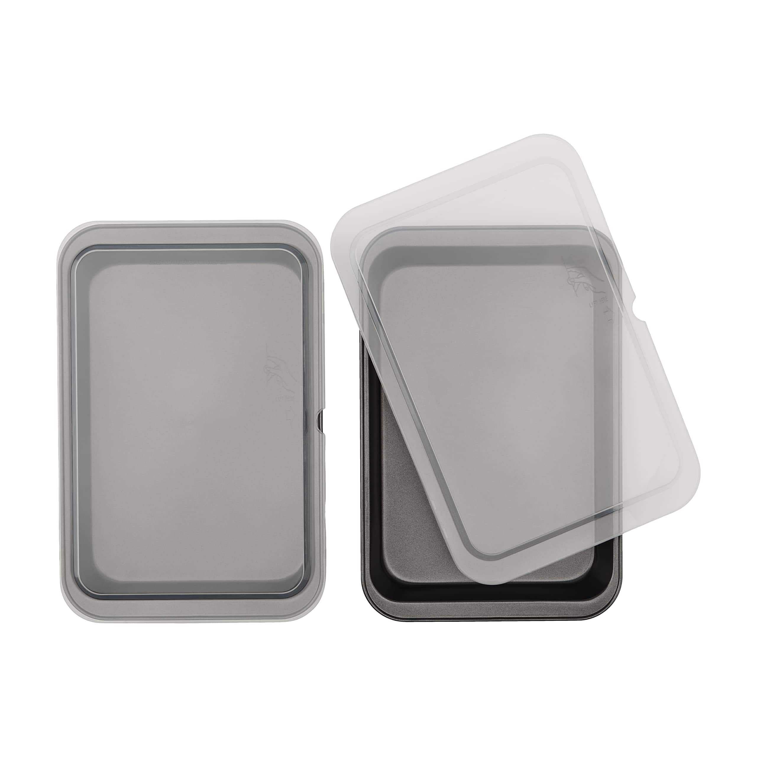 Stylel Star - Set Of 2 Nonstick Steel 13" X 9" Cake Baking Pans With Covers Gray SET OF 2 CAKE BAKING PANS Ensure the perfect bake ...