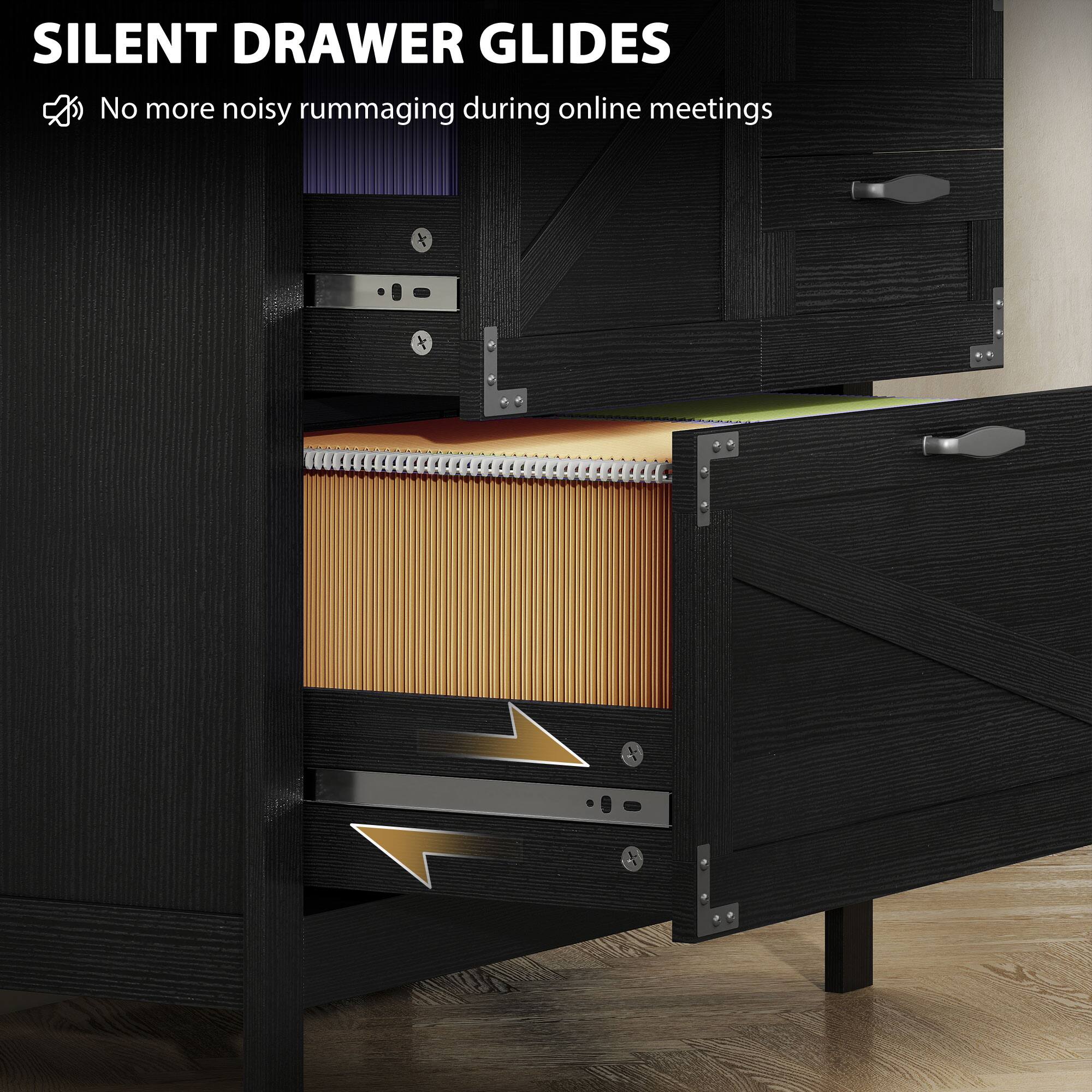 SILENT DRAWER GLIDES  
No more noisy rummaging during online meetings