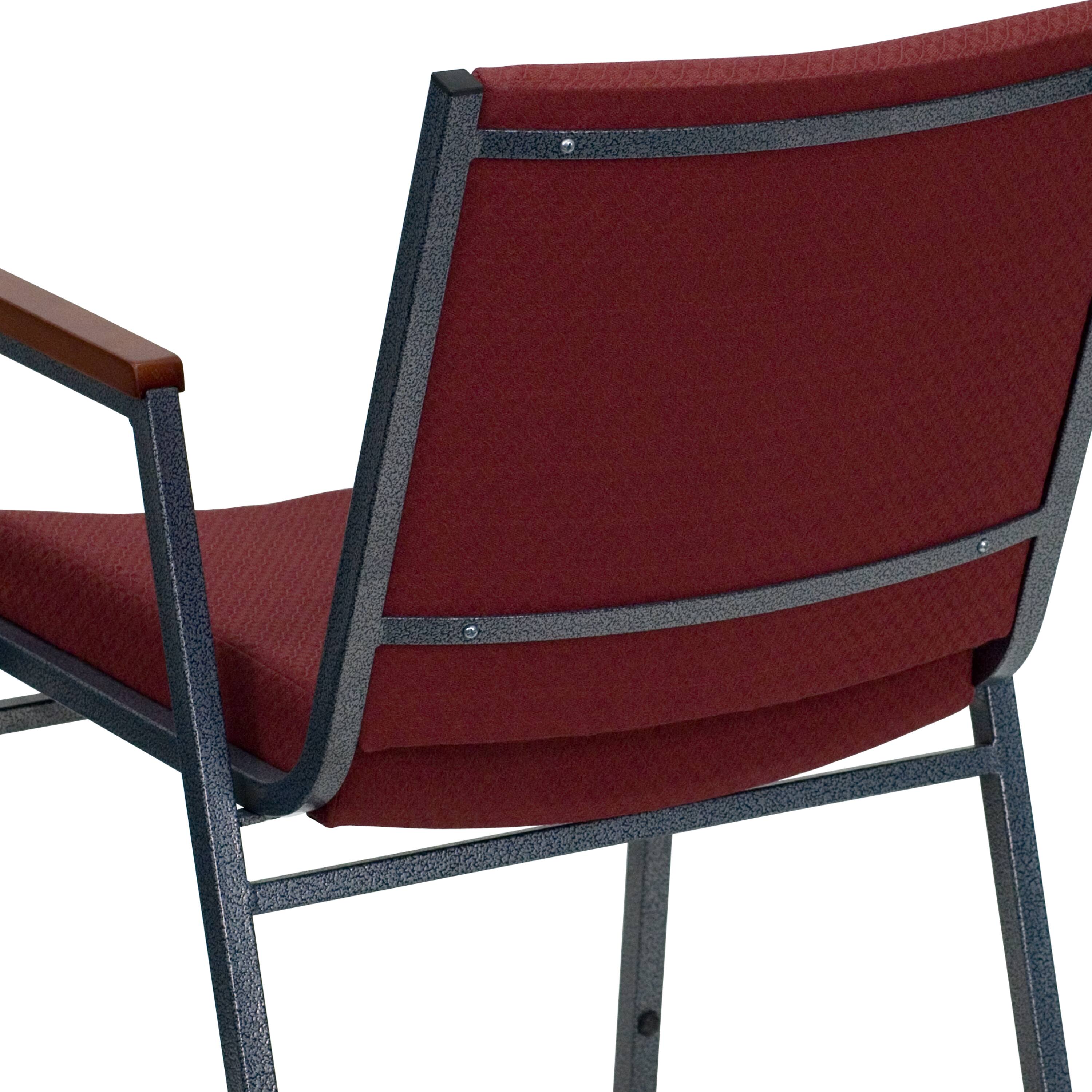 Alt View 10. Emma + Oliver - Heavy Duty Reception/Guest Stack Chair with Arms - Burgundy Patterned Fabric.