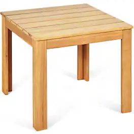 Costway - Wooden Square Side End Table Patio Coffee Bistro Table Indoor Outdoor - Natural