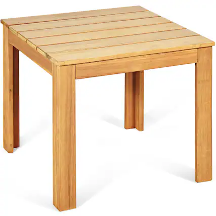 Front. Costway - Costway Wooden Square Side End Table Patio Coffee Bistro Table Indoor Outdoor - Natural.
