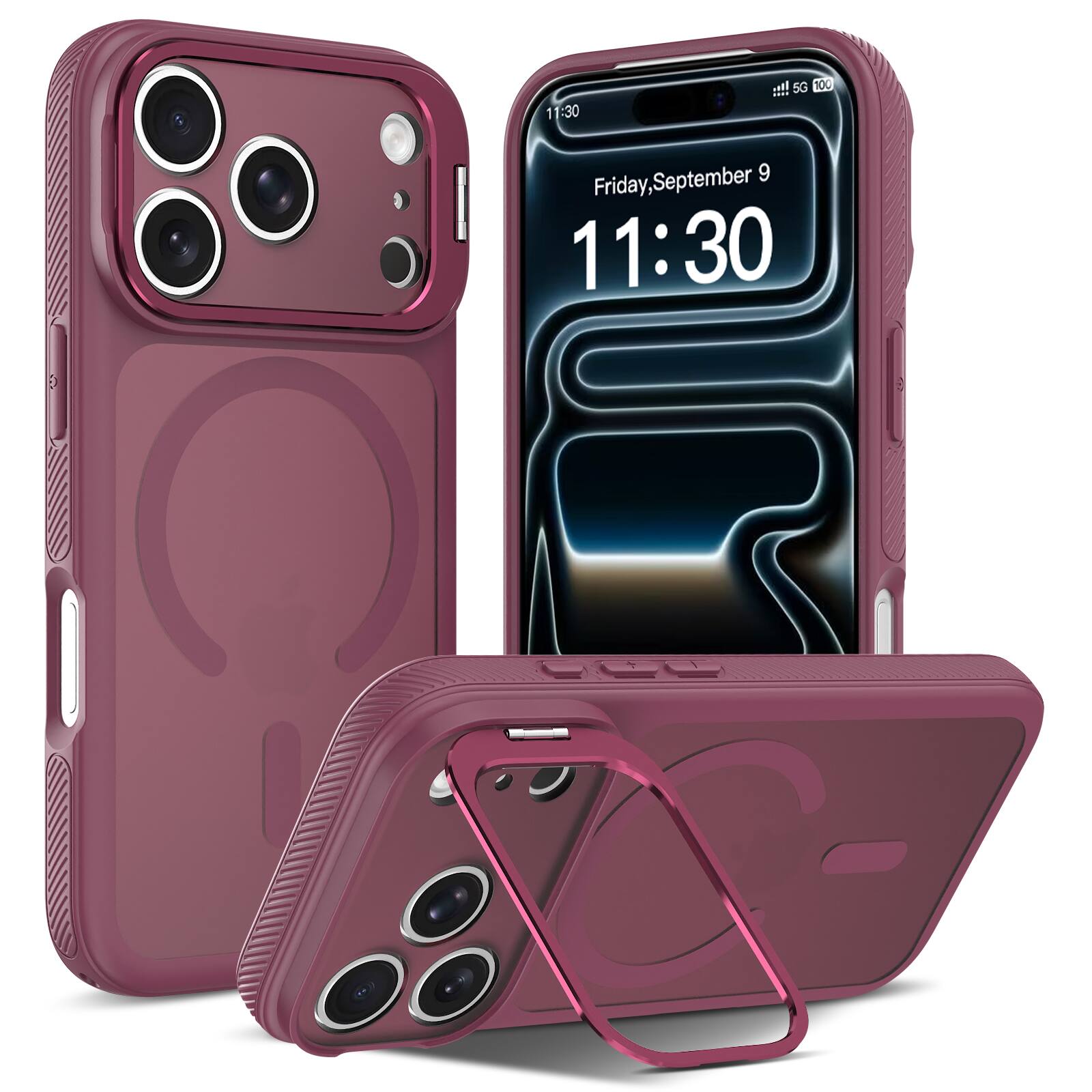 UUCOVER - Magnetic Case for iPhone 17 Pro,Shockproof TPU+PC Matte Case Compatible with MagSafe Hidden Camera Kickstand Cover - Cherryred price history on PriceWatchPro
