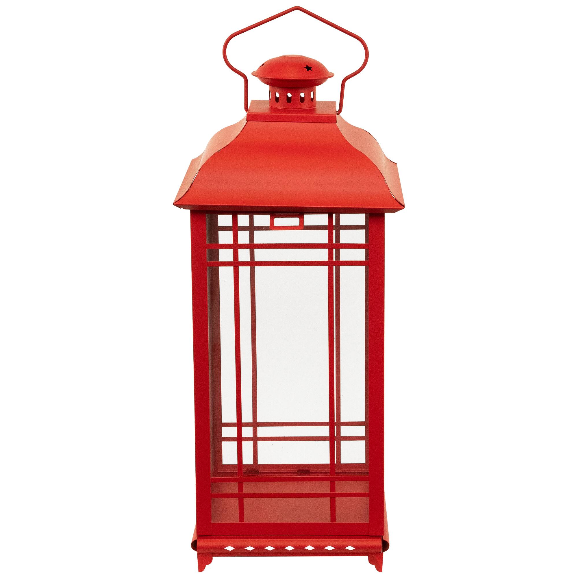 Alt View 5. Northlight - Mission Style Metal Candle Lanterns - 19.5" - Red - Set of 3 - Red.