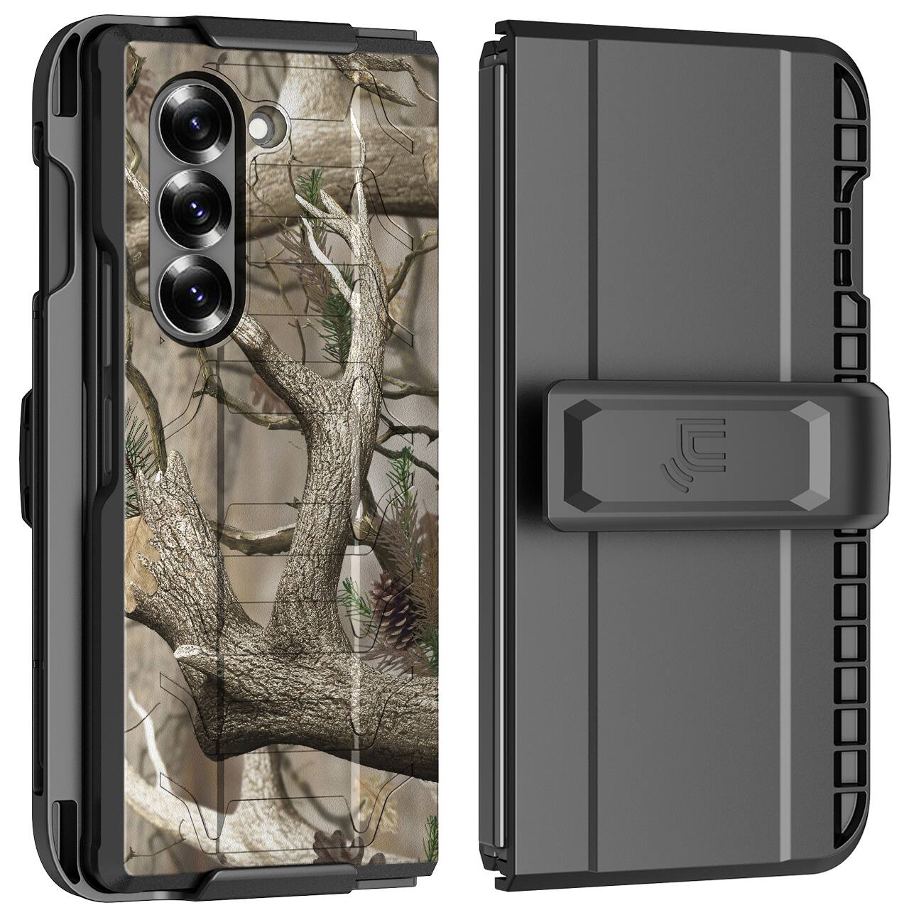 Alt View 2. Nakedcellphone - Combo for Samsung Galaxy Z Fold 6 - Special Ops Phone Case and Belt Clip Holster - Camo.