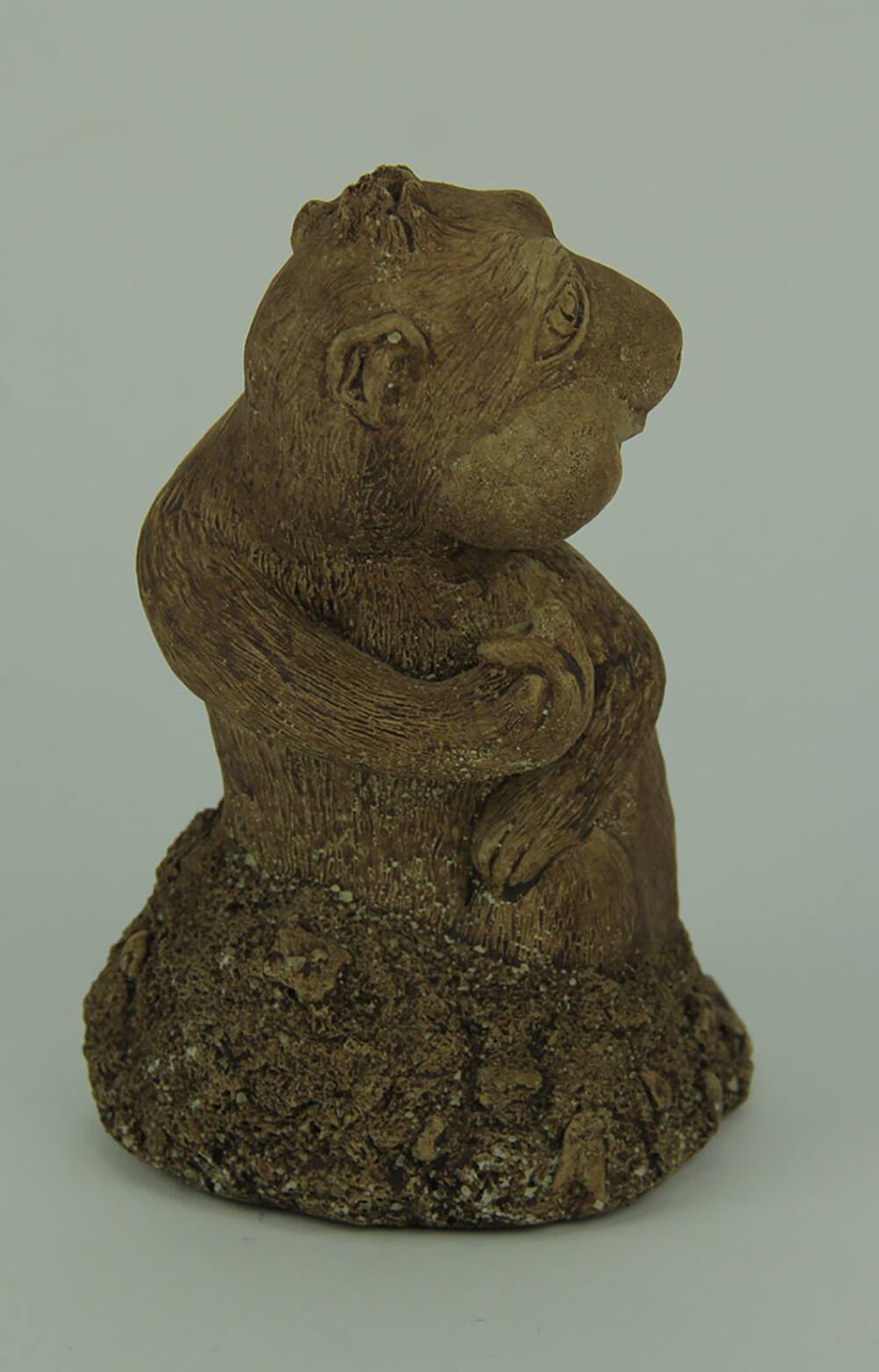 Alt View 1. Designer Stone - Digger the Digging Gopher Bird Finger Yard or Garden Statue - Brown.