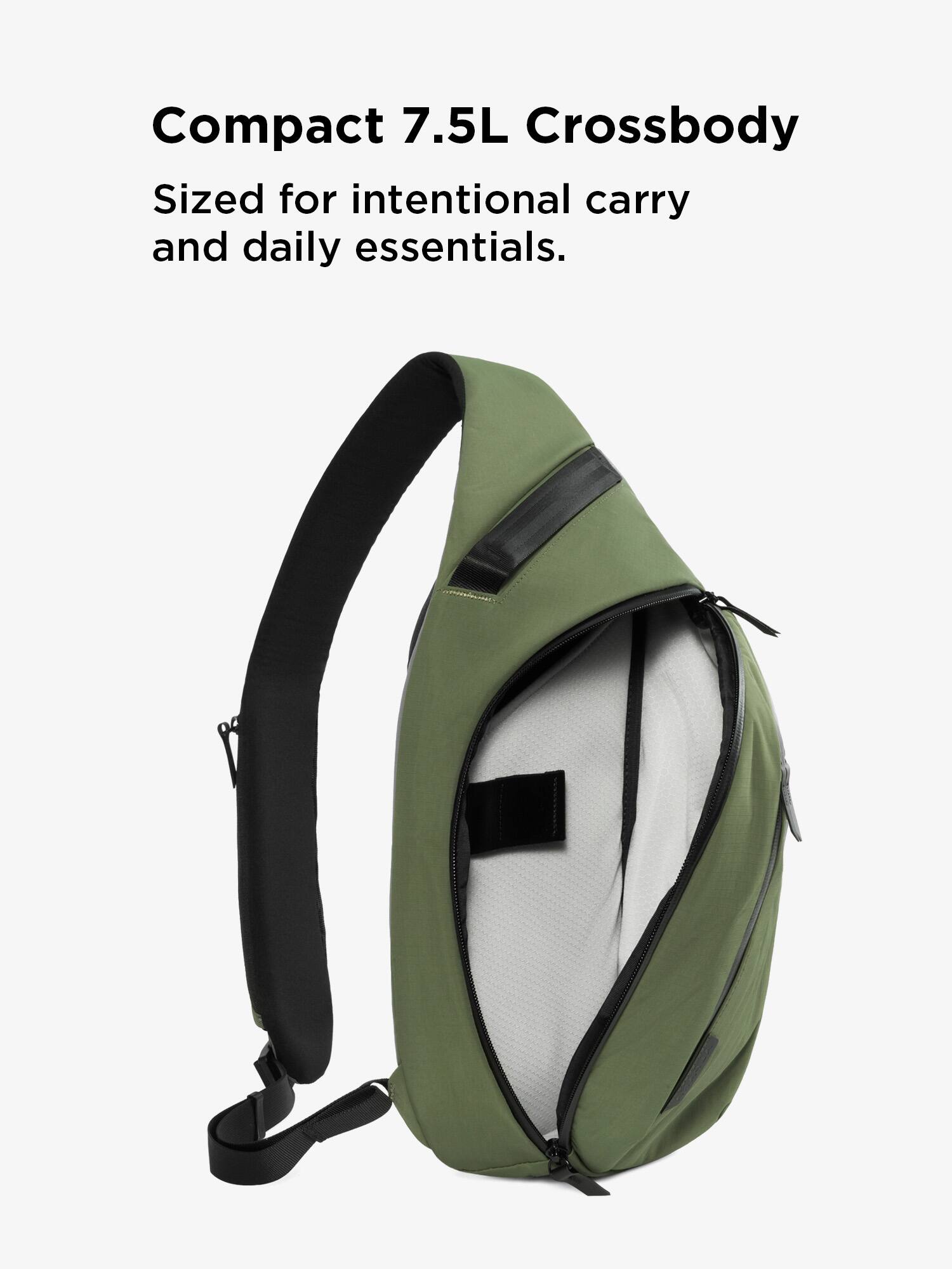Compact 7.5L Crossbody  
Sized for intentional carry and daily essentials.