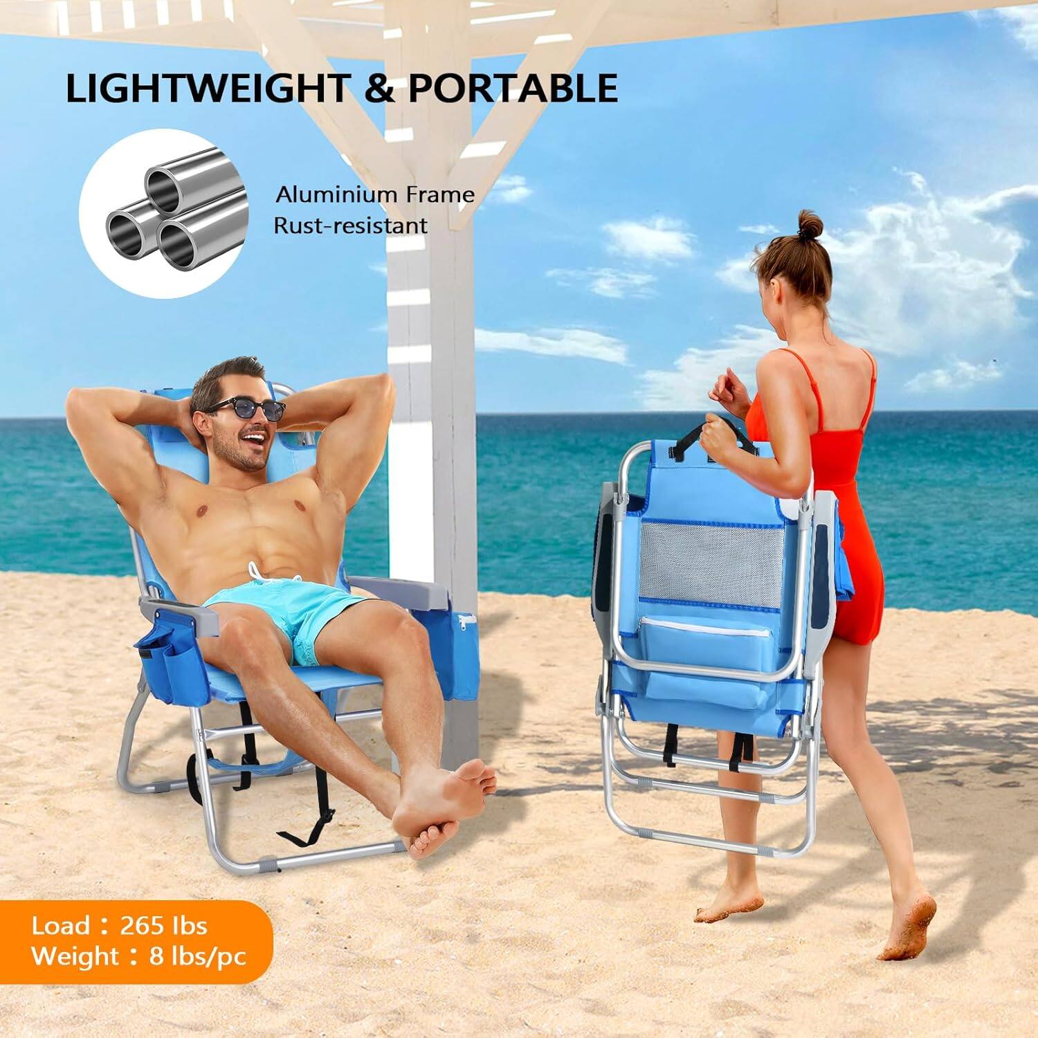 LIGHTWEIGHT & PORTABLE  
Aluminium Frame  
Rust-resistant  

Load: 265 lbs  
Weight: 8 lbs/pc