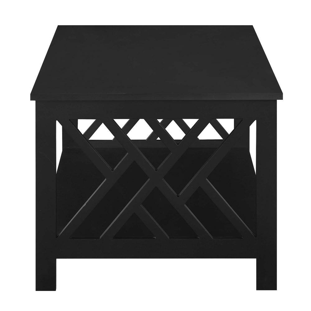 Angle. Convenience Concepts - Titan Coffee Table with Shelf, Black - Black.