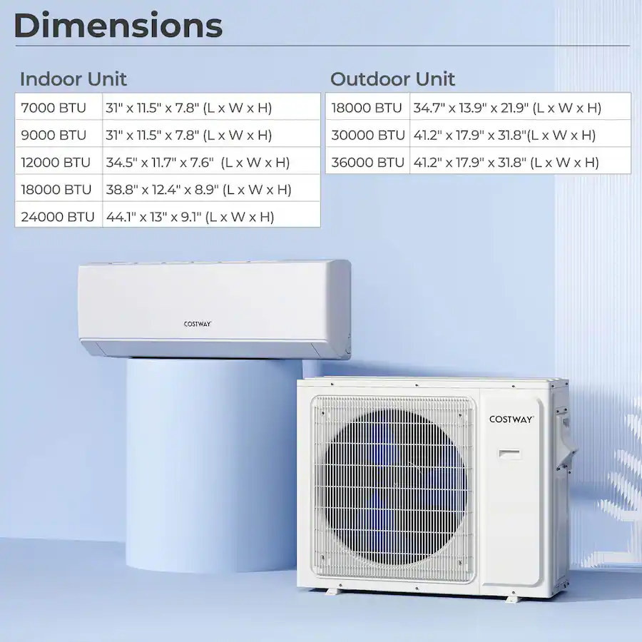 Enabled Costway 30k BTU 3 Zone 7k + 7k + 9K BTU Mini Split Air Conditioner 23 ...