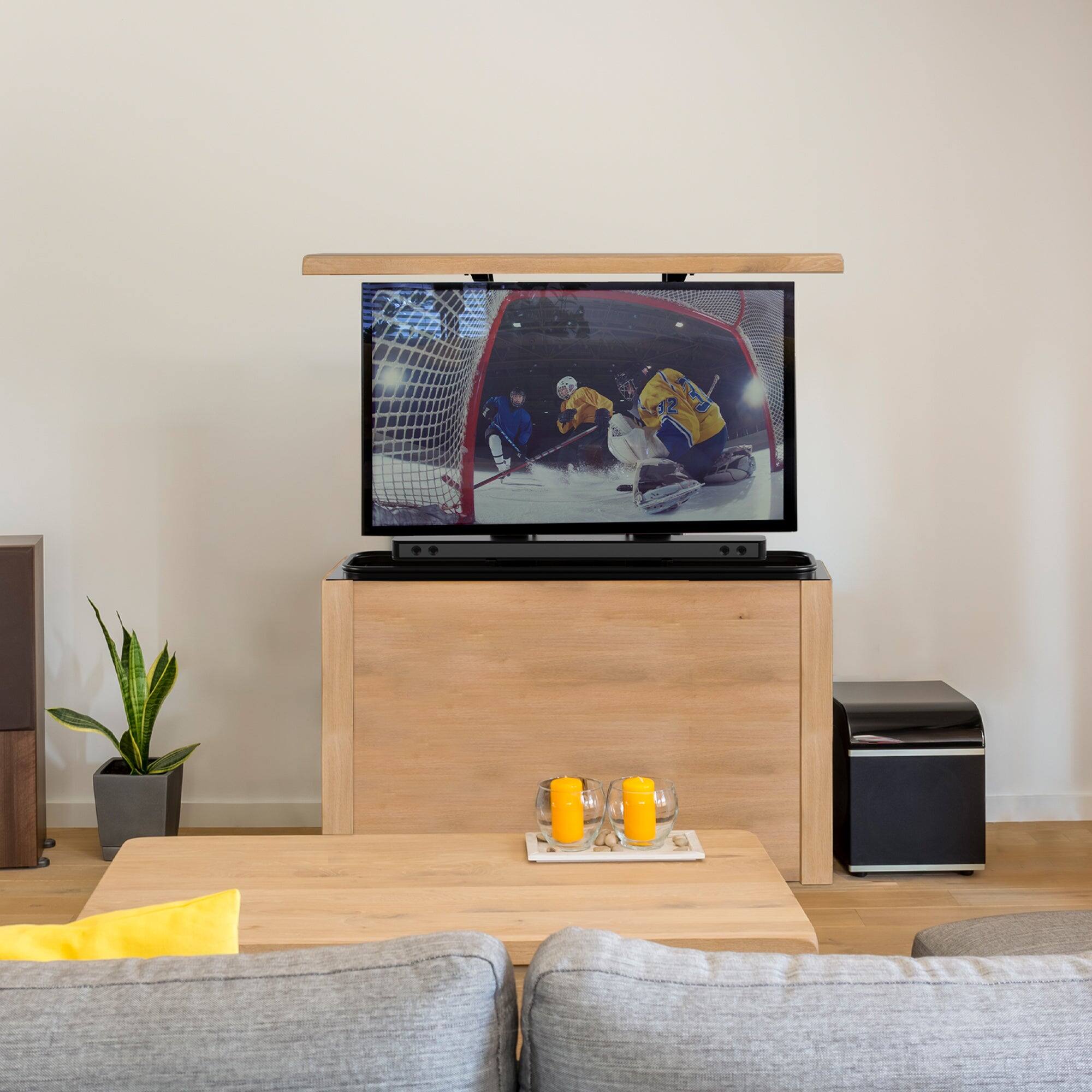 Angle. Storm Shell - Storm Shell TV & Soundbar Lift Cabinet Kit, Single Motor - Black.