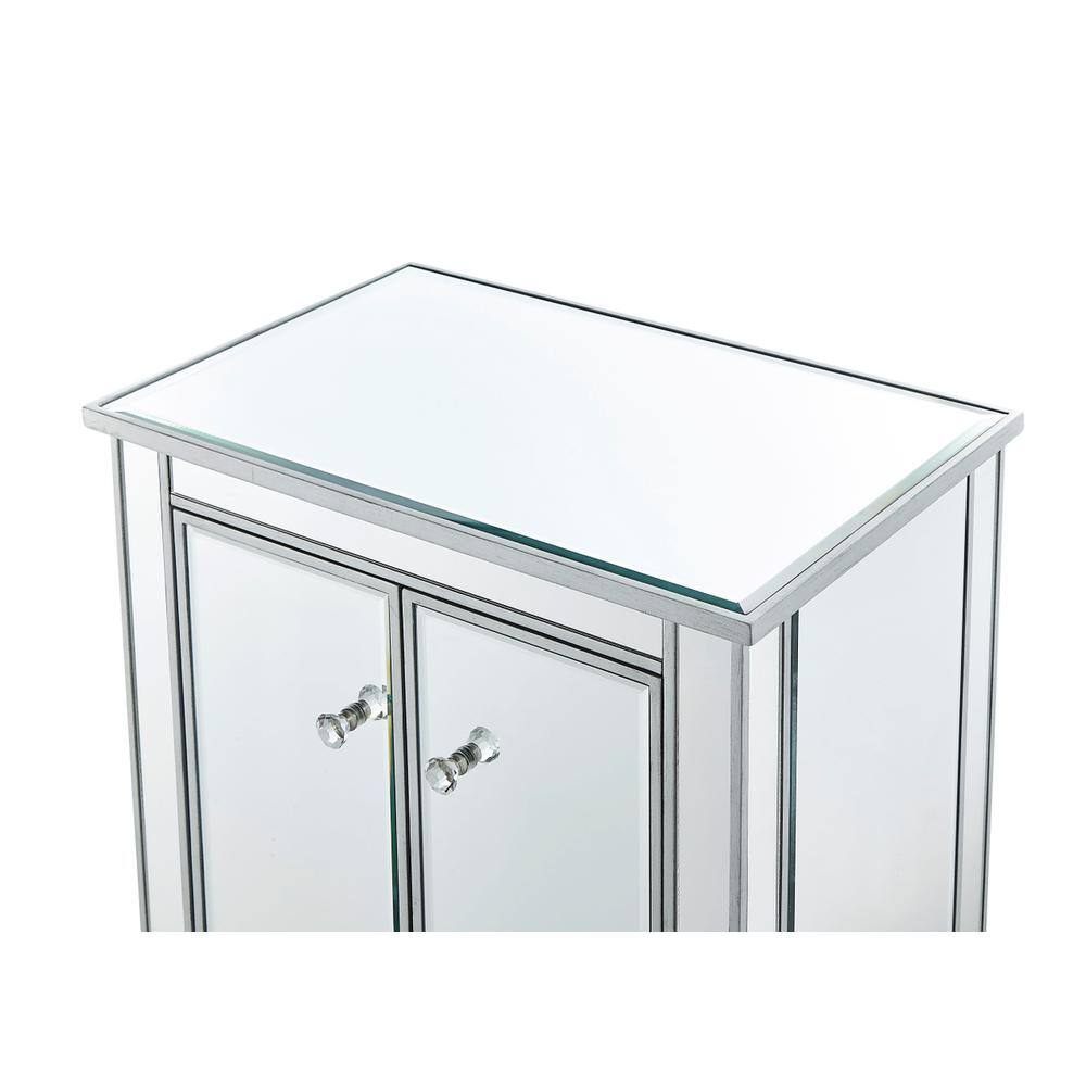 Angle. Elegant Decor - Cabinet 2 doors 24in. W x 16in. D x 26in. H in antique silver paint - Antique Silver.