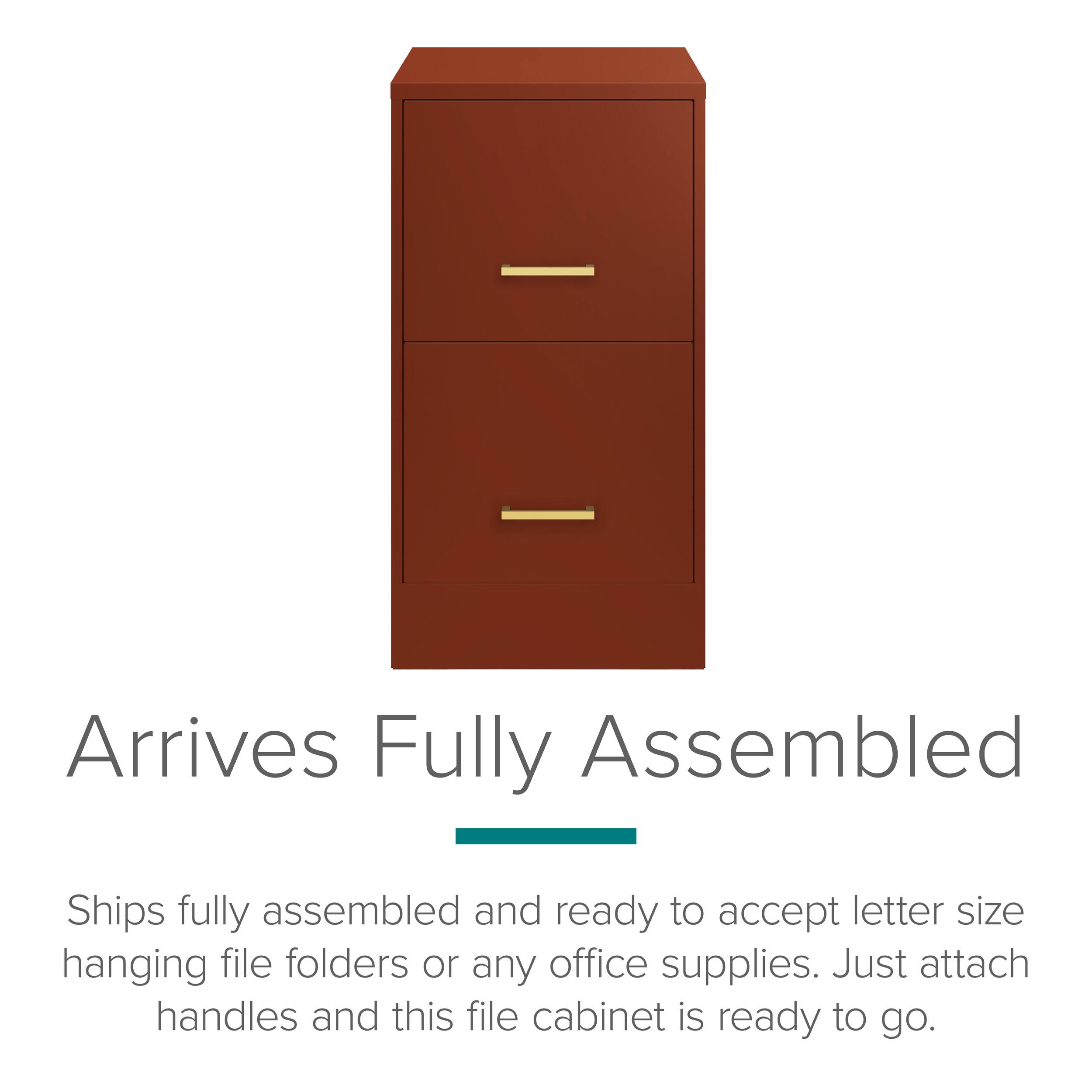 Arrives Fully Assembled

Ships fully assembled and ready to accept letter size hanging file folders or any office supplies. Just attach handles and this file cabinet is ready to go.