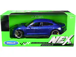 Porsche Taycan Turbo S "NEX Models" 1/24 Diecast Model Car by Welly - Blue Metallic