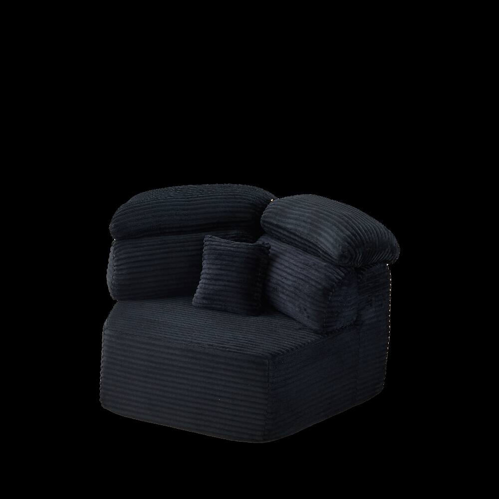 Left. Loheer - Loheer 53-Inch Modern Modular Sofa Single-Seater Lounge Chair Pentagonal Corduroy Sofa with Enveloping Pillow - Black.