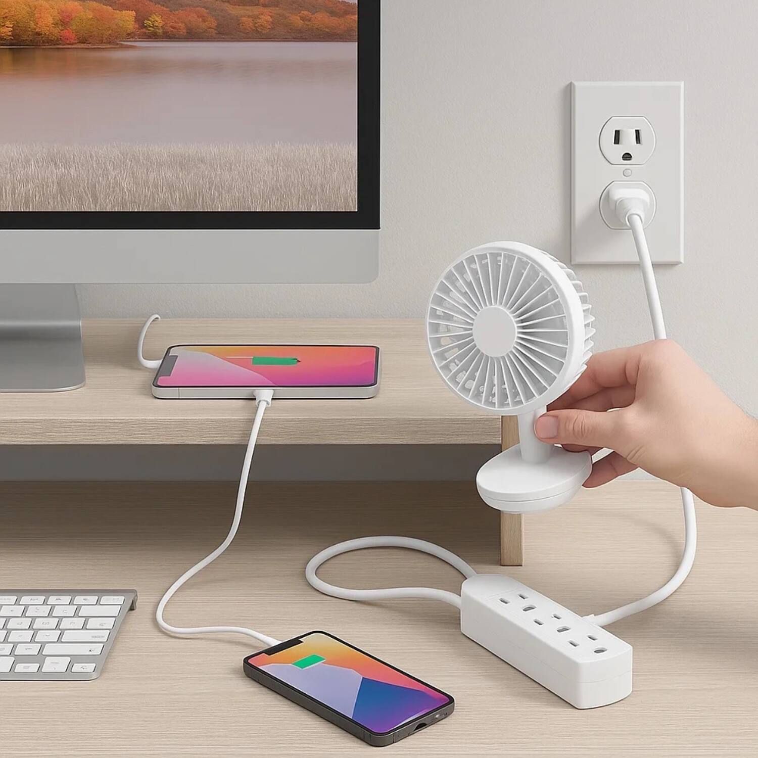 Back. Home Collection - 1 Pc 3 Outlet Power Strip Grounded Plug Extension Cord Adapter - White.