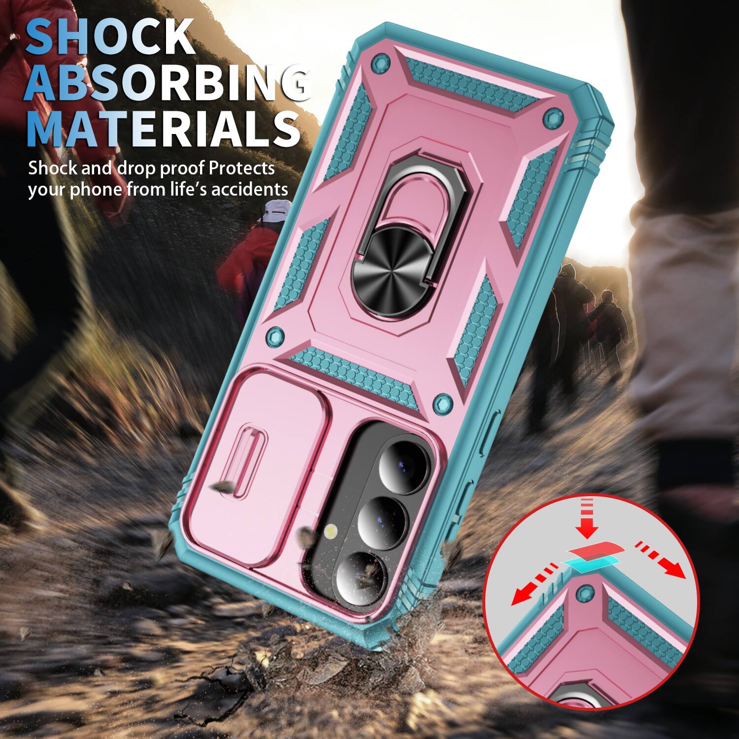 SHOCK ABSORBING MATERIALS  
Shock and drop proof  
Protects your phone from life's accidents