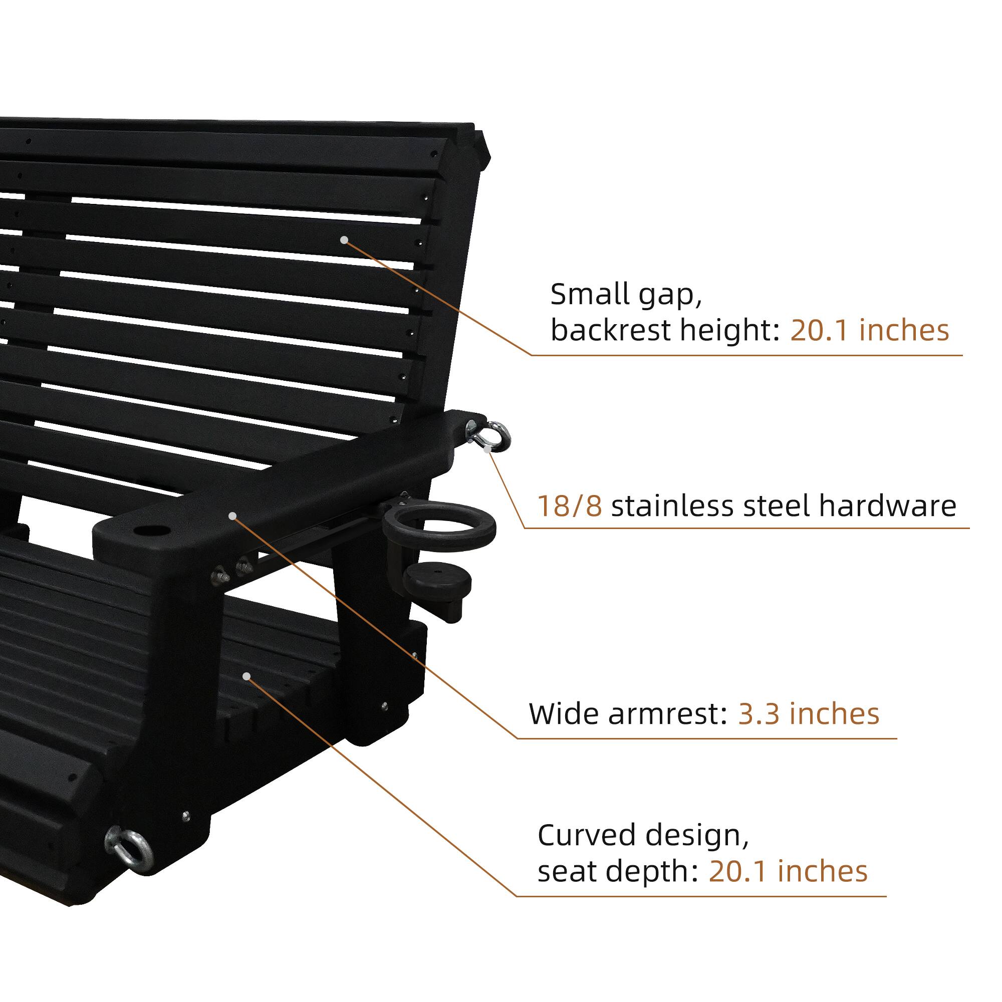 - Small gap, backrest height: 20.1 inches
- 18/8 stainless steel hardware
- Wide armrest: 3.3 inches
- Curved design, seat depth: 20.1 inches