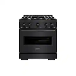 ZLINE - 30" Classic Gas Range with 4 Burners and Convection Oven (CGRB-30) - Black Stainless Steel
