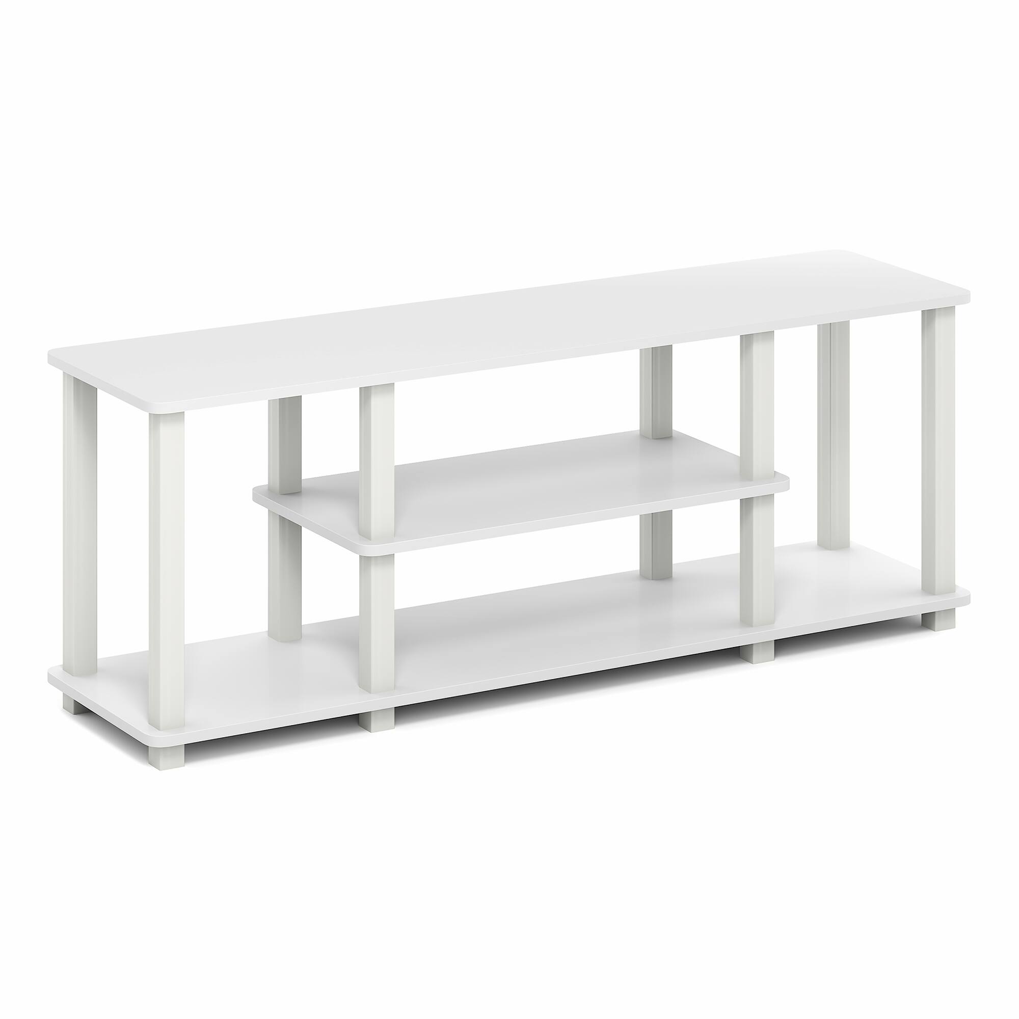 Alt View 4. Furinno - TURN-S-TUBE TV Stand, 3D Entertainment Center with Open Shelf, TV Console for TV up to 50 Inch, for Living Room, Bedroom - White/White.
