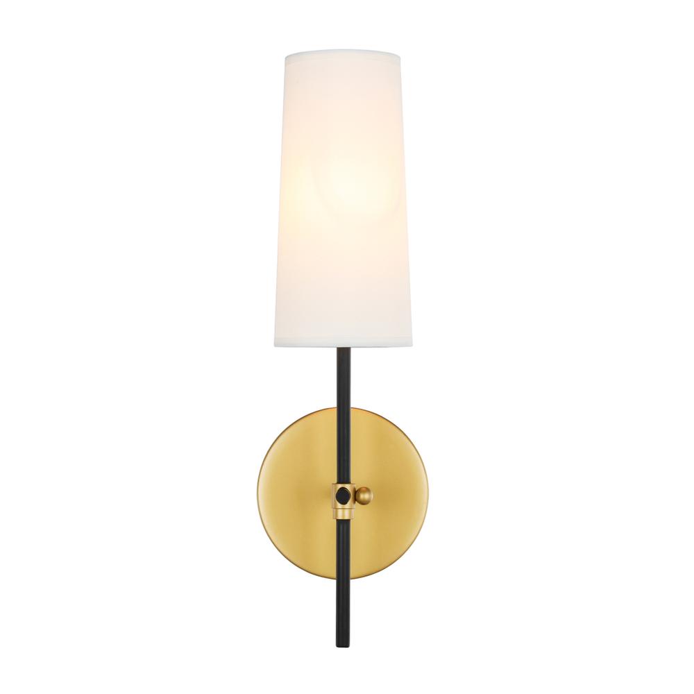 Alt View 10. Living District - Mel 1 light Brass and Black and White shade wall sconce - Brass And Black And White Shade.