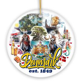 OrnamentallyYou - Majestic Denmark Landmarks Ornament Scandinavian Heritage Gift and Copenhagen Souvenir Version 1 - Multi-colored