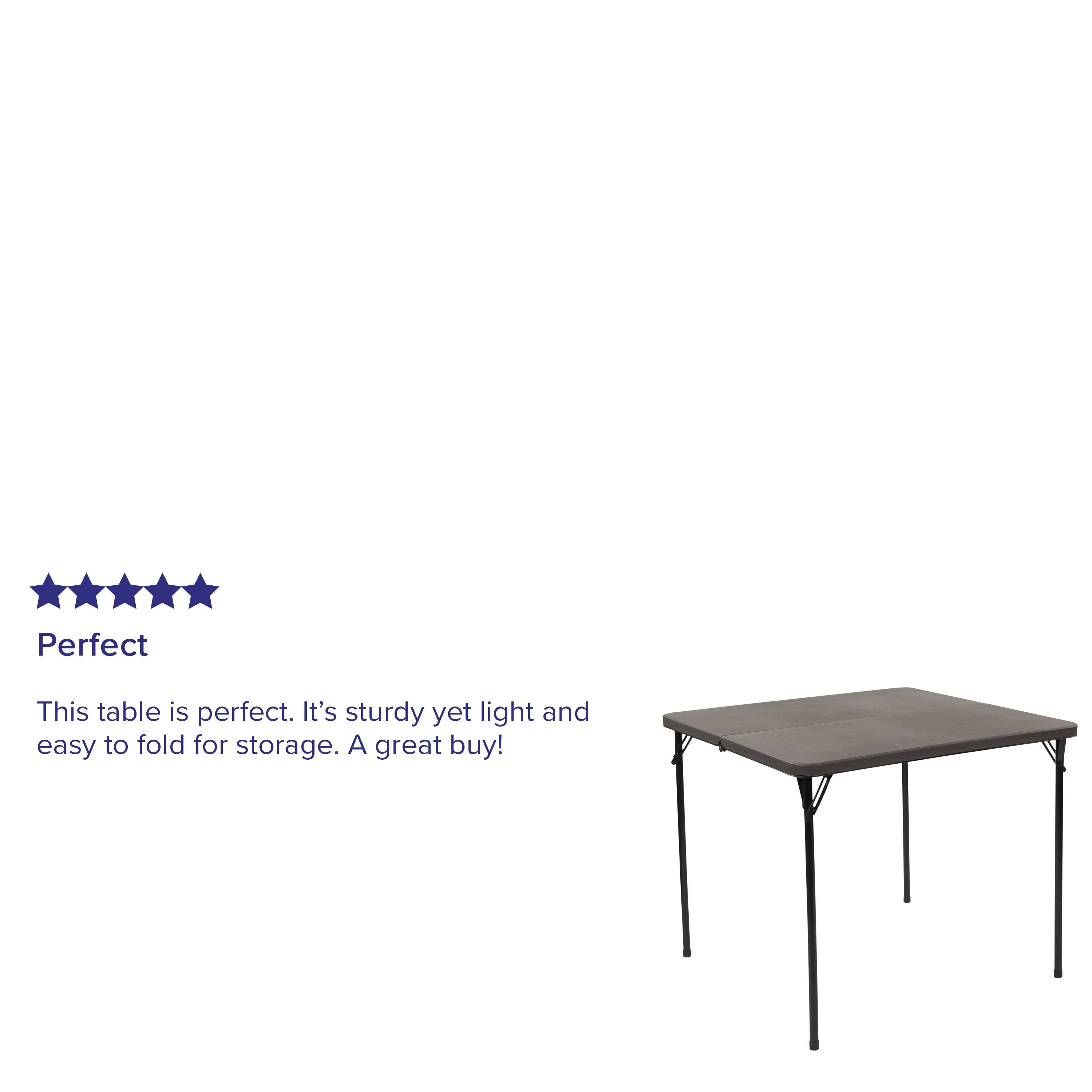 Alt View 14. Alamont Home - 2.83-Foot Square Bi-Fold Plastic Folding Table with Carrying Handle - Dark Gray.