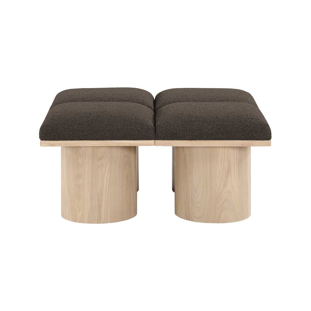 Alt View 1. Meridian Furniture - Pavilion Brown Boucle Fabric Bench - Brown.