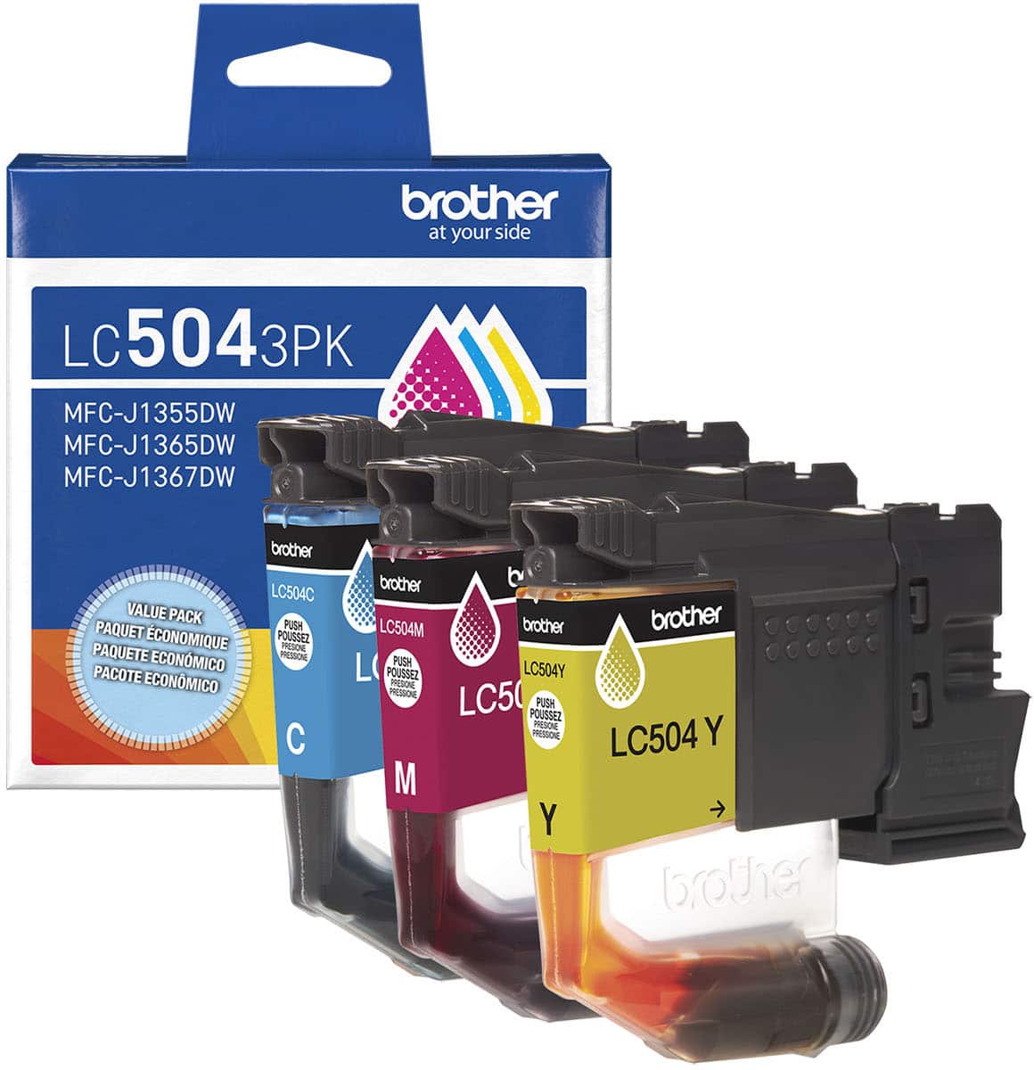 Brother - Genuine LC5043PK 3-Pack Standard Yield Cyan, Magenta, and Yellow Ink Cartridge - Cyan/Magenta/Yellow - Front_Zoom