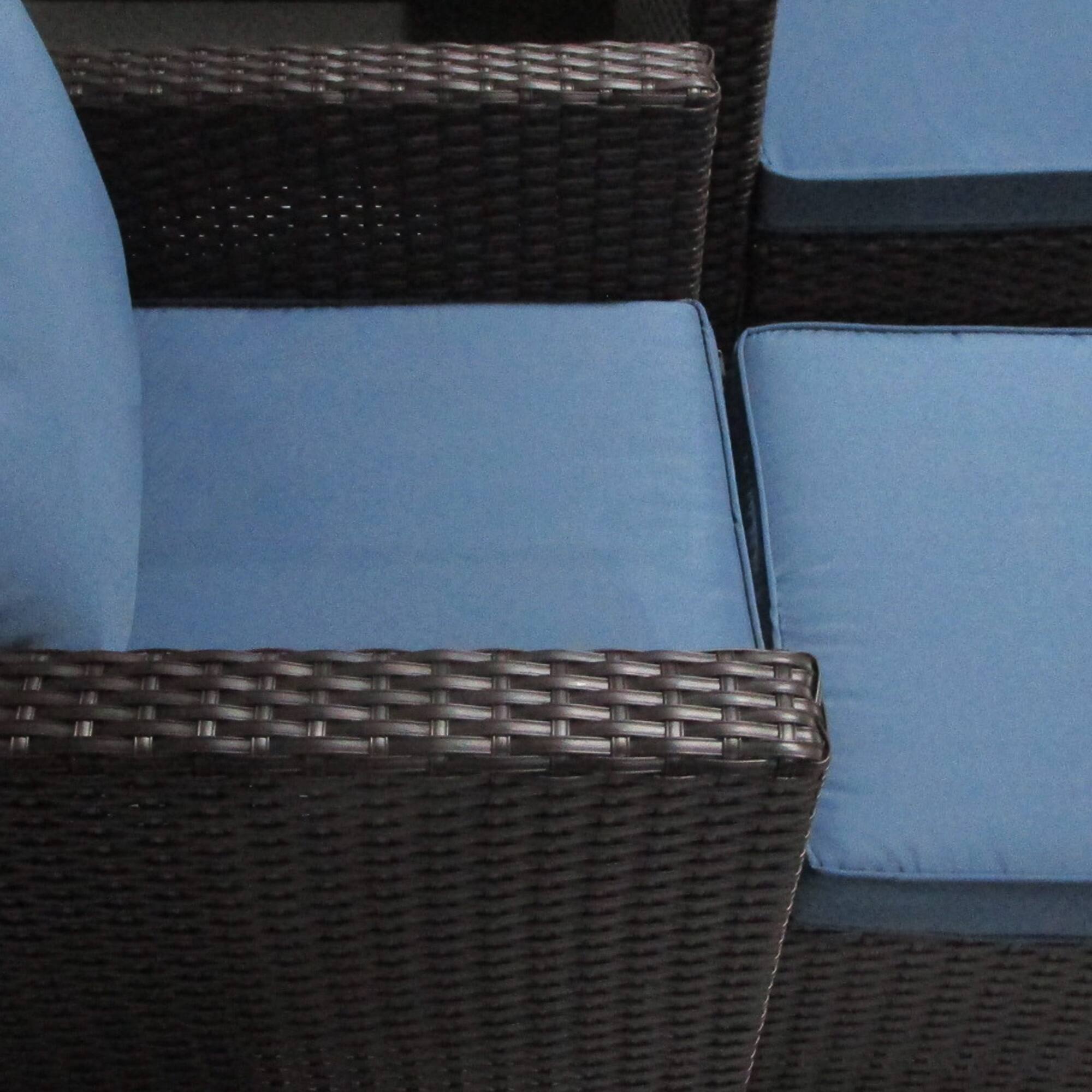 Alt View 7. Outsunny - 5 Piece Patio Furniture Set with Cushions, Outdoor Conversation Set with Rattan 3-Seater Sofa, Chairs & Footstools - Coffee Brown.