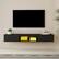 Alt View 1. Kadyn - Wall-Mounted Floating TV Stand with LED Lighting and Textured Wave Design - Black.