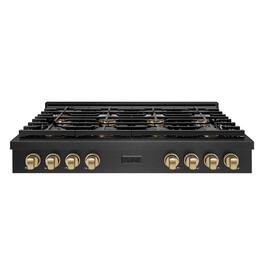 ZLINE - Autograph 48 in. 8 Burner Paramount DuoPro Gas Rangetop in Black Satin Steel and Bronze Accents (PSRTBSZ-48-CB) - Black Satin Stainless Steel